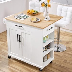 Here is the generated SEO meta description:

"Discover Yaheetech's portable kitchen island with storage, featuring a drop leaf, open shelves, and detachable towel. Perfect for small kitchens, this cart offers 2 drawers and ample space for cooking essentials."