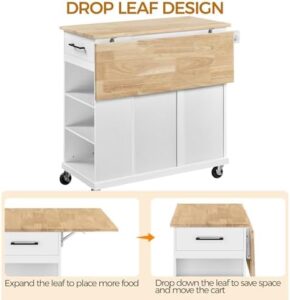 Here is the generated SEO meta description:

"Discover Yaheetech's portable kitchen island with storage, featuring a drop leaf, open shelves, and detachable towel. Perfect for small kitchens, this cart offers 2 drawers and ample space for cooking essentials."