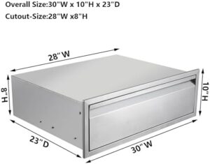 Enhance your outdoor cooking experience with Stainless Steel Outdoor Kitchen Drawers, featuring a flush mount design for a seamless look and weatherproof construction to withstand the elements. Perfect for BBQ island and grill stations.