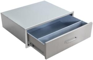 Elevate your outdoor cooking experience with this stainless steel drawer perfect for BBQ island and grill station, featuring 30" width, 10" height, and 23" depth. Perfectly designed for effortless access to utensils and accessories during gatherings!