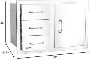Enhance your outdoor kitchen with our Premium Components BBQ island featuring a 30" combo drawer and reveal design, perfect for storage and organization. Save big on this versatile and durable cooking solution!