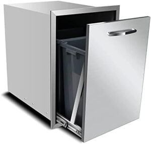 Upgrade your outdoor kitchen with the Built-in Double Trash Drawer, featuring a stainless steel design and pull-out tray storage for easy trash disposal. Perfect for BBQ island grill stations!