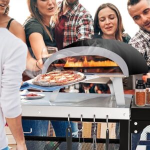 Elevate your outdoor cooking experience with the Outdoor Kitchen Island, featuring a grill table cart with drawer, pizza oven stand, and 3-shelf prep table for Ninja Woodfire, Ooni Pizza Oven, Blackstone Griddle, Cuisinart, and more. Perfect for food enthusiasts!