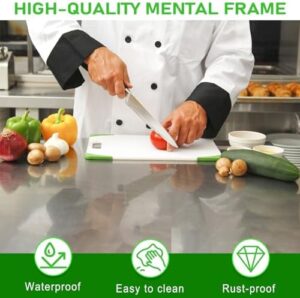 Here is the output:

"Upgrade your outdoor cooking with this stainless steel grill cart featuring storage and lockable wheels. Perfect for patio, backyard, or tailgating events."