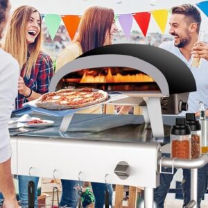Elevate your outdoor grilling experience with the Pizza Oven Table Grill Cart, featuring a pizza topping station and movable food prep workcart. Perfect for Ninja, Woodfire, Blackstone, and Cuisinart grills.