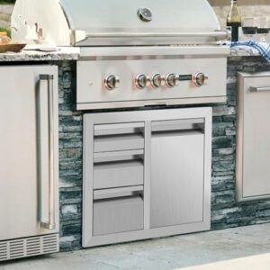 Here is the generated SEO meta description:

"Elevate your outdoor cooking experience with this stainless steel trash drawer combo, featuring triple drawers and a compact design perfect for BBQ island grills. Great value at an affordable price!"