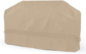 Upgrade your outdoor cooking experience with the Island Grill Cover - Weather Resistant Outdoor Cover. Heavy-duty vinyl, 12-gauge construction and classic tan color ensure durability and style for your large island grill. Perfect for outdoor use.