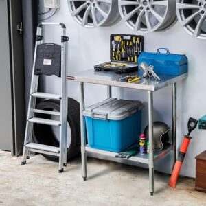 Perfect kitchen companion: 24x30 Small Stainless Steel Island for NSF Commercial Outdoor Grill Worktable with Under Shelf. Ideal for laundry room, kitchen, garage, or restaurant use. Compact and durable design.