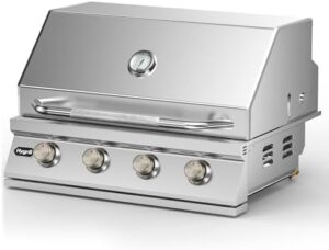 Boost outdoor kitchen vibes with the Hygrill 32-Inch Built In Grill, featuring a stainless steel 4-burner head and liquid propane fuel. Perfect for grilling enthusiasts!