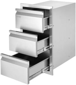 Discover outdoor kitchen drawers perfect for patio grill stations. Stainless steel handle and box frame style design for a seamless flush mount installation, ideal for BBQ island storage.