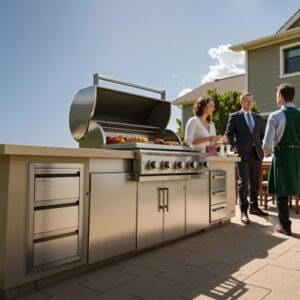 Discover outdoor kitchen drawers perfect for patio grill stations. Stainless steel handle and box frame style design for a seamless flush mount installation, ideal for BBQ island storage.