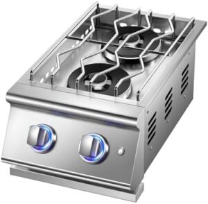 Upgrade your outdoor kitchen with heavy-duty Grilling Side Burners, featuring 2 x 15,000BTU nature gas side burners, convertible to liquid propane. Perfect for BBQ island grills.