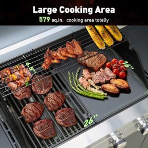 Elevate your outdoor cooking experience with the Brand-Man 4-Burner Gas Grill Island featuring a side burner, storage cabinets, and fold-out prep table. Perfect for large gatherings, this stainless steel BBQ grill station converts to LPG/NG fuel types, offering versatility and convenience.