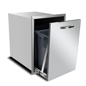 Here is the meta description:

"Stay organized outdoors with this Pull-Out Double Trash Drawer featuring 2 compartments and stainless steel construction. Perfect for your BBQ island grill station or outdoor kitchen."