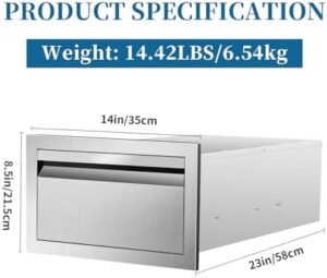 Upgrade your outdoor kitchen island with these stainless steel drawers, featuring flush mount access and three spacious compartments. Perfect for grill stations and BBQ enthusiasts.