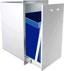 Here is the generated meta description:

"Upgrade your outdoor kitchen with this Pull-Out Trash Drawer featuring a stainless steel tray and ample storage for 10 gallons of waste. Perfect for BBQ islands, measures 14x27x20 inches."