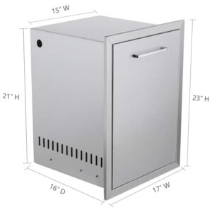 Here is the optimized meta description:

"Elevate your outdoor kitchen with this stainless steel propane tank drawer featuring a pull-out design and handle, perfect for storing propane tanks and BBQ essentials."