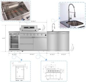 Here is the optimized SEO meta description:

"Upgrade your outdoor gatherings with this 4-burner stainless steel gas grill island featuring wine cooler, rotisserie kit, and granite countertops for ultimate entertaining. Perfect for backyard BBQs."