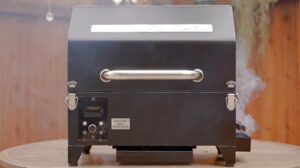 Here is the output:

"Perfect for camping, tailgating or backyard grilling, this portable pellet grill smoker features a peaked lid, 8.5LB hopper capacity and timer - ideal for perfecting your BBQ skills."