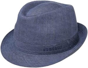 Elevate your style with the Geneva Linen Trilby, expertly crafted in Italy. This classic hat features a soft linen exterior and comfortable interior for any occasion.