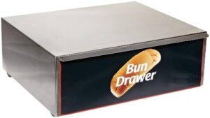 Elevate your hot dog game with the Benchmark 65010 Dry Bun Box, perfect for 10 hot dogs on a roller grill. Compact design: 16" x 7" x 13".