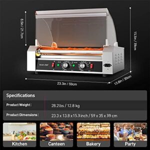 Here is the generated meta description:

"Grill hot dogs like a pro with Leconchef's commercial-grade electric roller machine. 7 rollers, dual temp control & detachable glass cover for easy cleaning. Perfect for food trucks and backyard gatherings!"