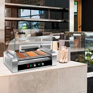 Discover the Happygrill Hot Dog Roller Machine with 18 hot dogs and 7 non-stick grill surfaces. Includes removable stainless steel tray and glass hood for easy cleaning. Perfect for household and commercial use!