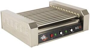 "Boost your hot dog business with the RDB30SS commercial grill cooker, perfect for busy events and gatherings. Sear up to 30 hot dogs simultaneously in just minutes!"