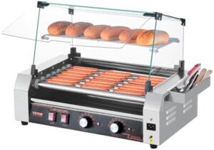 Here is the optimized SEO meta description:

"Grill up to 18 hot dogs with this stainless steel VEVOR Hot Dog Roller, featuring dual temp control and a compact design. Enjoy cooking and storage convenience!"
