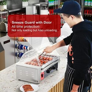 Here is the generated SEO meta description:

"Grill hot dogs with ease using the CROSSON Hot Dog Roller Grill Cooker, featuring 7 nonstick rollers and dual temp control. Perfect for commercial use or backyard gatherings."
