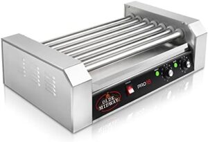 Here is the meta description:

"Grill up to 7 hot dogs at once with the Olde Midway Electric Roller Grill Cooker Machine, perfect for commercial use or backyard gatherings. Efficient 900-watt power and easy cleaning make it a great value."