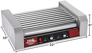 Discover the ultimate hot dog roller machine for concession stands and backyard gatherings. Stainless steel construction, 9 rollers cook up to 24 hot dogs with ease!