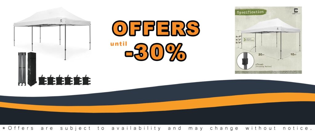 CAPHAUS 10ft x 20ft Commercial Grade Pop Up Outdoor Canopy Tent with Carry Bag