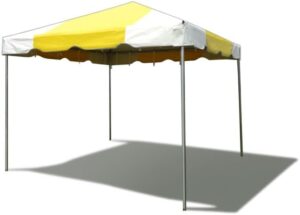 Here is the generated meta description:

"Stay dry and comfortable at your outdoor events with Party Tents Direct's heavy-duty waterproof canopy tent featuring a steel frame, yellow vinyl cover, and easy setup. Perfect for weddings, parties, and camping."