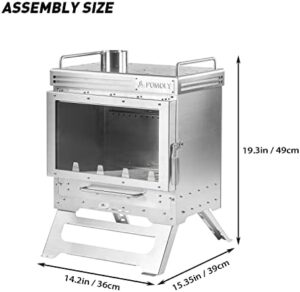 Stay cozy on your outdoor adventures with the Pomoly Camping Tent Stove, a stainless steel wood stove designed for dwellers max 2.0, perfect for camping, hiking, and hunting. Enjoy warmth without breaking the bank with this affordable wood burning stove, limited time discounts available! (146 characters)
