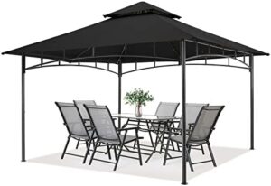 "Transform your outdoor space with the MASTERCANOPY Gazebo, featuring a sturdy steel frame and dimensions of 10x12 feet. Perfect for patios, this gazebo offers stability and versatility."