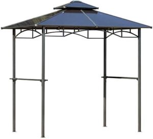 Enhance your outdoor gatherings with the Outsunny 8' x 5' Barbecue Grill Gazebo Tent, featuring a sturdy design, side shelves, and double-layer PC roof. Perfect for backyard BBQs!