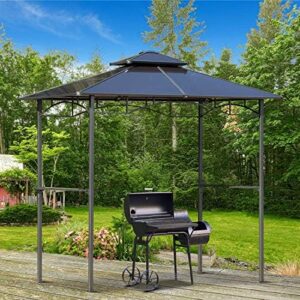 Enhance your outdoor gatherings with the Outsunny 8' x 5' Barbecue Grill Gazebo Tent, featuring a sturdy design, side shelves, and double-layer PC roof. Perfect for backyard BBQs!