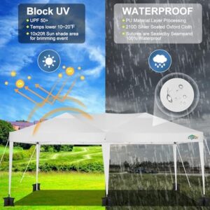 Elevate your outdoor events with the COBIZI Canopy 10x20 Pop Up Canopy Tent, featuring waterproof material and instant setup. Perfect for parties, weddings, or commercial use, with a spacious 10x20ft coverage area. Enjoy a discount on this versatile tent!