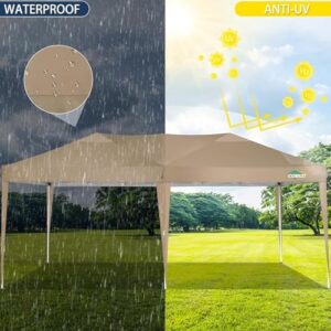"Transform your outdoor space with the COBIZI 10x20 Pop up Canopy Tent, featuring 6 waterproof sidewalls and instant setup. Perfect for parties, weddings, or backyard gatherings - get ready to stay dry!"