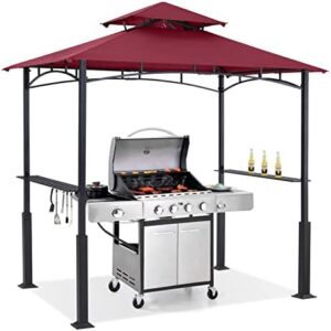 Here is the generated SEO meta description:

"Transform your outdoor gatherings with the ABCCANOPY 8x5 Grill Gazebo, featuring a burgundy canopy and LED light for nighttime grilling. Ideal for patio or backyard use."