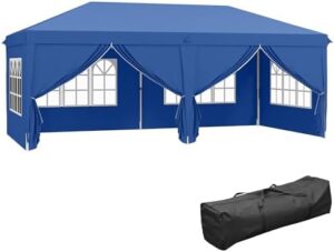 Discover the Outsunny 3x6m Garden Pop Up Gazebo, perfect for weddings and parties. Water-resistant awning with sidewalls, windows, and carry bag included.