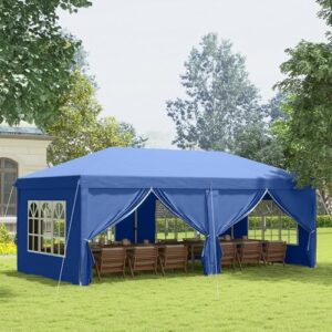 Discover the Outsunny 3x6m Garden Pop Up Gazebo, perfect for weddings and parties. Water-resistant awning with sidewalls, windows, and carry bag included.