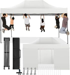 Perfect your outdoor gatherings with COBIZI's 10x15 Pop Up Canopy, featuring heavy-duty construction and UPF 50+ protection for all-season use.
