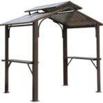 Transform your outdoor gatherings with the Hardtop Grill Gazebo, featuring a double galvanized steel roof, 2 side shelves and ceiling hooks. Ideal for patio gardens, backyards and more.