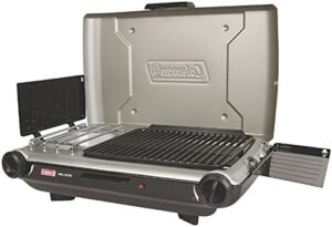 Discover the Coleman Tabletop 2-in-1 Grill & Stove with 2 adjustable burners and 20,000 BTUs of power for camping and tailgating. Perfect for cooking on-the-go with wind guards and grease tray included.