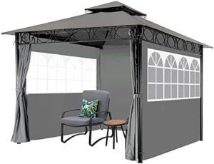 Protect your patio events with this 10x10' gazebo canopy, featuring UV protection and sturdy construction for parties, BBQs, and weddings.