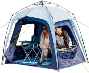 Here is the generated SEO meta description:

"Instantly set up your outdoor adventure with FOFANA's MultiPod, a waterproof sports tent for 2+ people, offering 270-degree views and versatile storage compartments."
