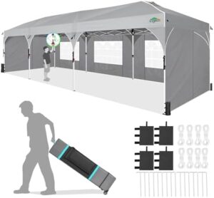 Here is the generated SEO meta description:

"Set up your party in minutes with the Cobizi 10x30 Party Tent, featuring patented center-lock tech and removable sidewalls. Waterproof fabric and easy setup make it perfect for outdoor events."