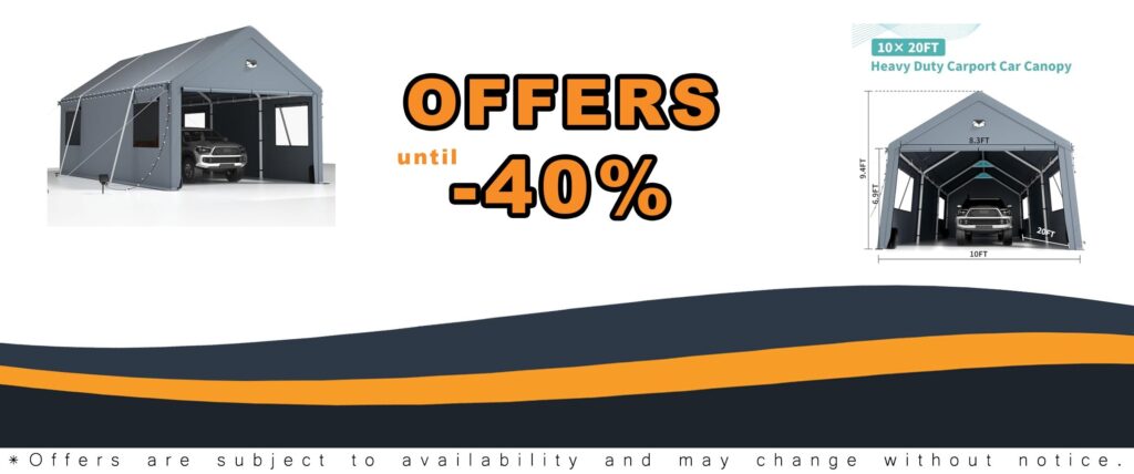 10x20FT Heavy Duty Carport Canopy Extra Large Portable Garage with Roll-up Windows Tarp Cover Shelter
